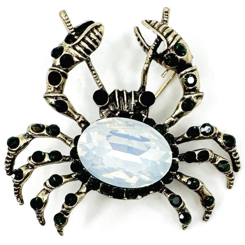 Black Crab with Rhinestones Brooch