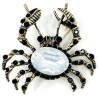 Black Crab with Rhinestones Brooch