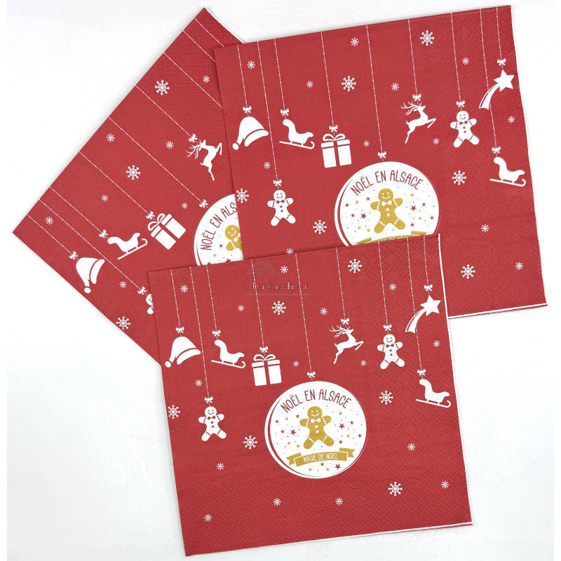 Lot de 20 Serviettes Noël en Alsace