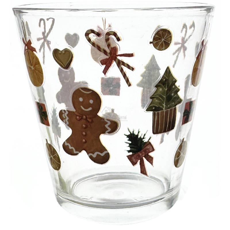Verre 24 cl décor Noël et Mannele en Pain d'Épices
