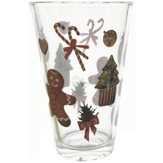 Verre 29 cl décor Noël et Mannele en Pain d'Épices