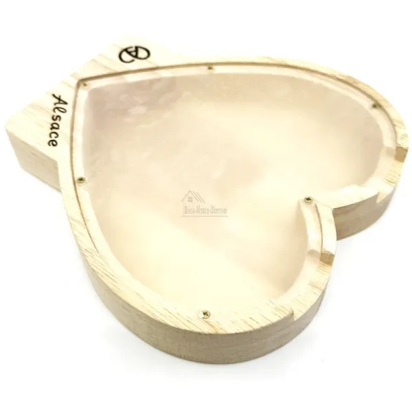 Bretzel Alsace engraved wooden heart money box