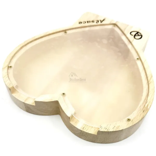 Bretzel Alsace engraved wooden heart money box