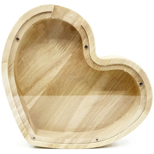 Tirelire forme Coeur en Bois Naturel