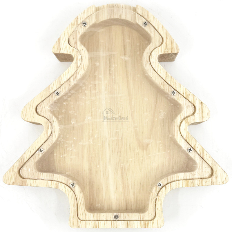 Tirelire forme Sapin en Bois Naturel