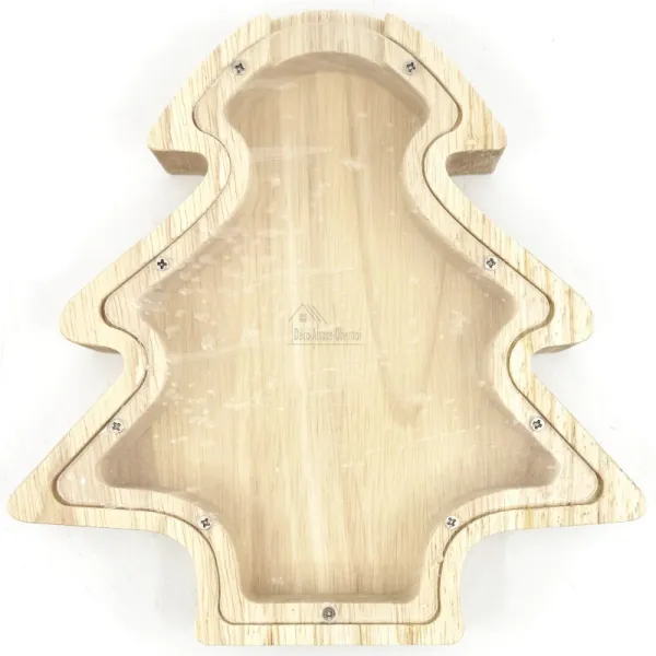 Natural Wood Fir Tree Money Box