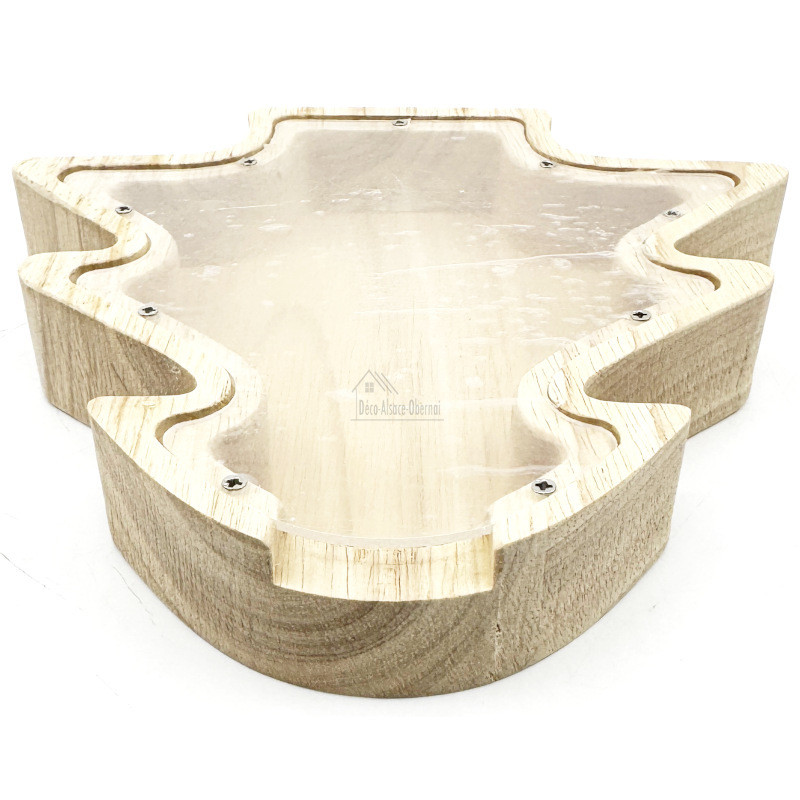 Tirelire forme Sapin en Bois Naturel
