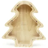 Spardose in Tannenform aus Naturholz