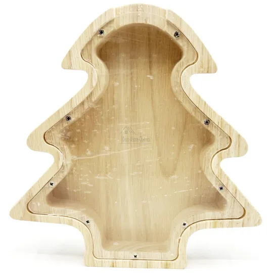 Tirelire forme Sapin en Bois Naturel
