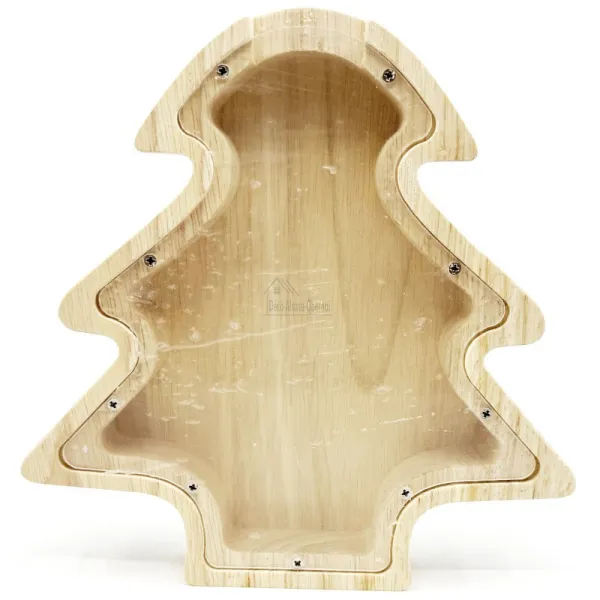 Natural Wood Fir Tree Money Box
