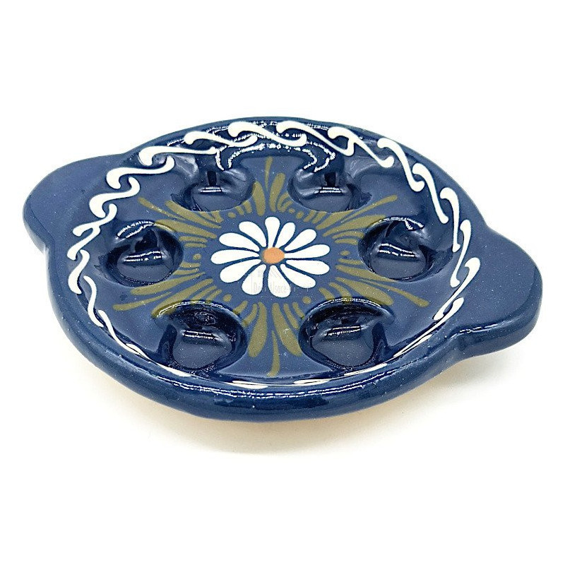 Snail dish 6 holes Bleu de Soufflenheim Daisy