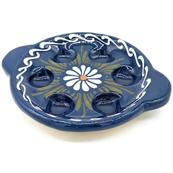 Snail dish 6 holes Bleu de Soufflenheim Daisy