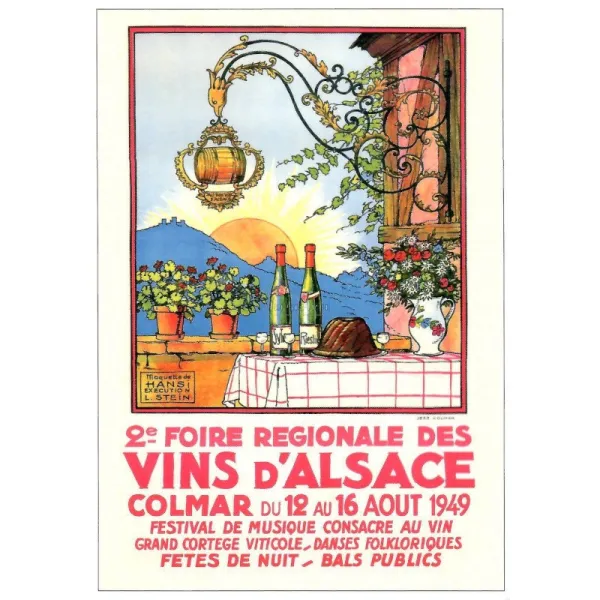Carte Postale Hansi Affiche Foire des Vins d'Alsace 1949