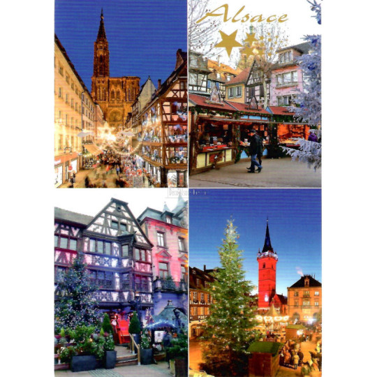 Carte Postale Villages d'Alsace à Noël