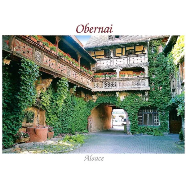 Postcard La Cours Fastinger in Obernai in Alsace