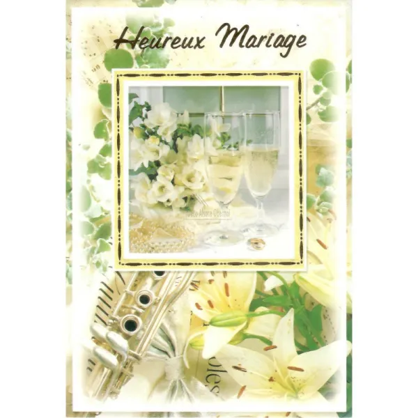 Carte de Voeux Heureux Mariage et Enveloppe