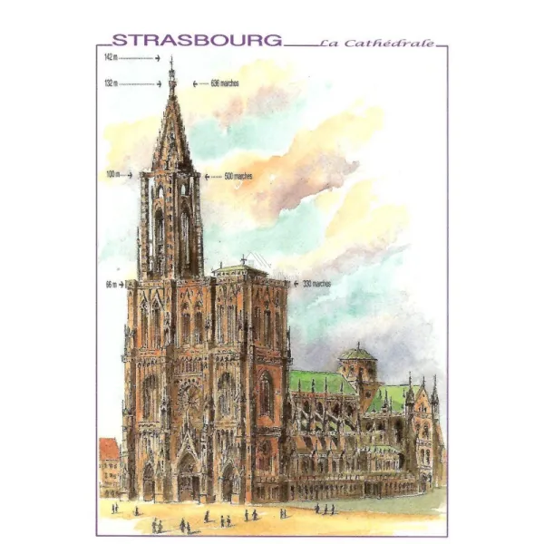Postkarte Höhe Kathedrale Notre-Dame Straßburg