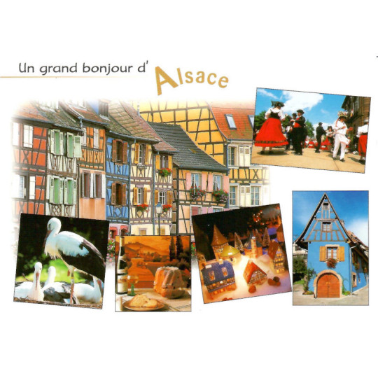Postkarte Ein großes Hallo aus dem Elsass