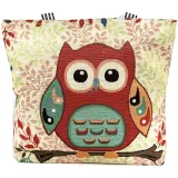 Grand Sac à Bandoulière motif Chouette Hibou en Toile