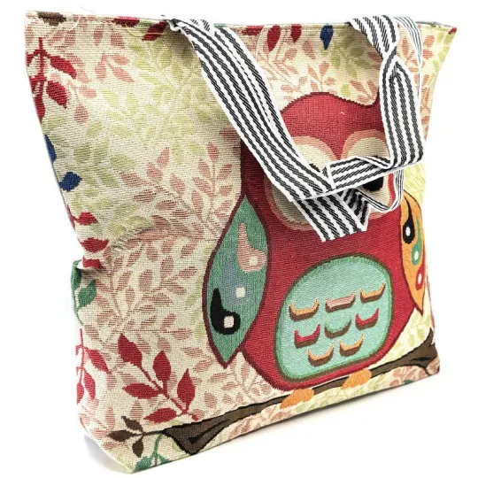 Grote Schoudertassen motief Uil in Canvas