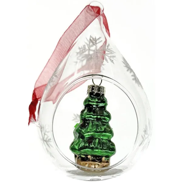 Weihnachtskugel aus Klarglas mit Tanne