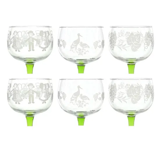 Lot de 3 x 2 Verres à Vin d'Alsace décor Alsace