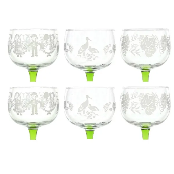 Lot de 3 x 2 Verres à Vin d'Alsace décor Alsace