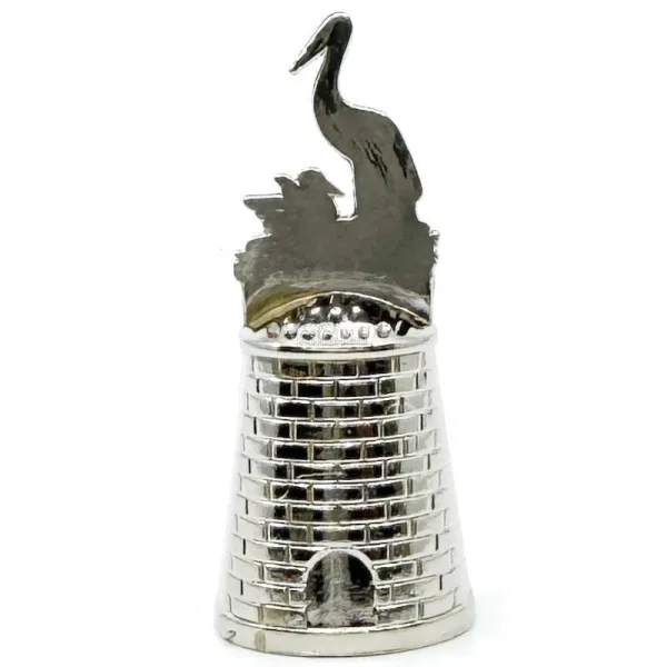 Dé à Coudre en Métal Armoiries Alsace Nid de Cigogne