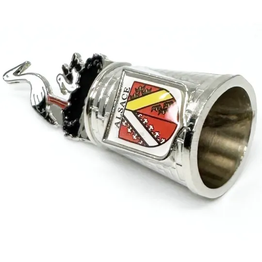 Vingerhoed in Metaal Wapen Elzas Ooievaarsnest