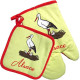 Set of yellow kitchen glove and pot holder with Stork and Alsace decor