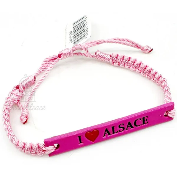 Bracelet Fantaisie Rose en Cuir Coulissant | Inspiration Alsace