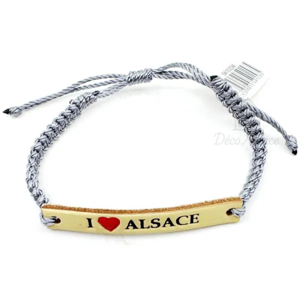 Bracelet Fantaisie Gris en Cuir Coulissant | Inspiration Alsace