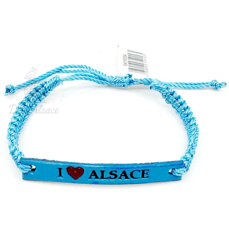 Bracelet Fantaisie Bleu en Cuir Coulissant | Inspiration Alsace