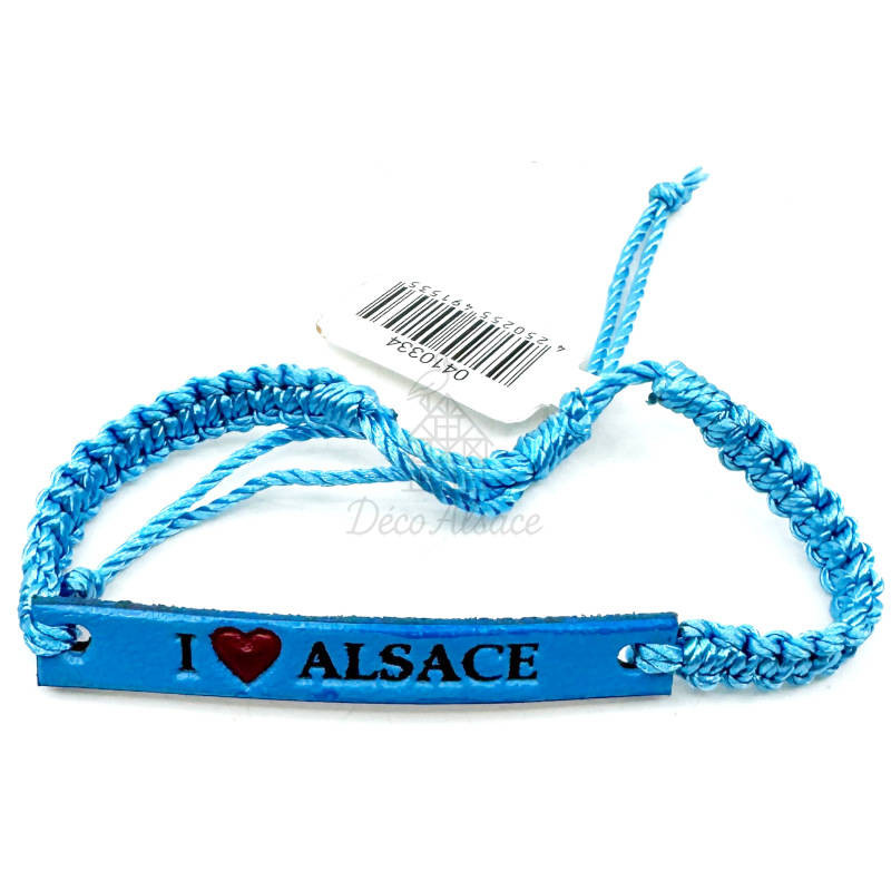 Bracelet Fantaisie Bleu en Cuir Coulissant | Inspiration Alsace