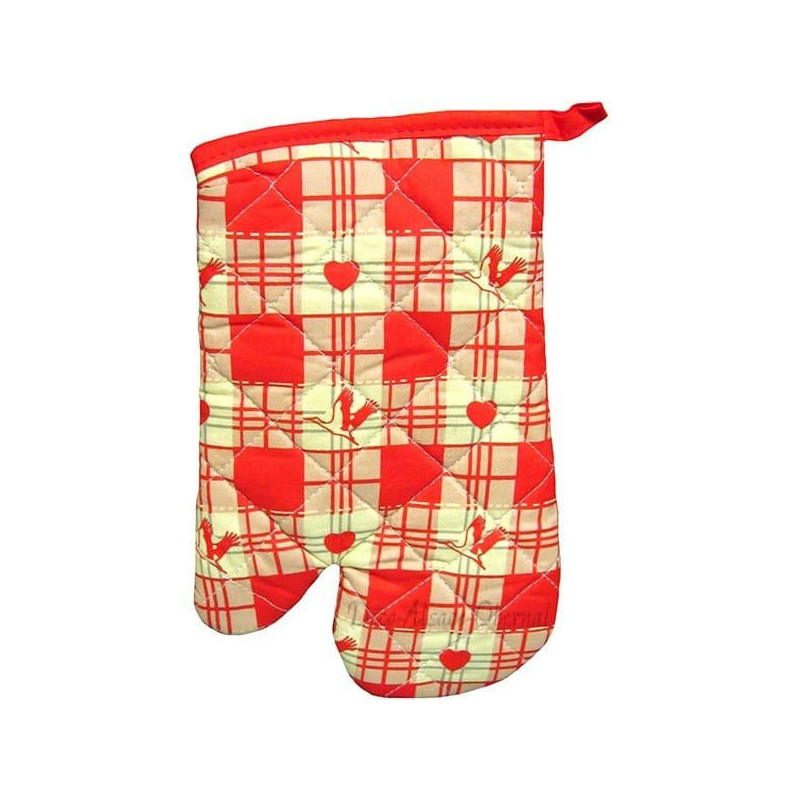 Set of yellow kitchen glove and pot holder with Stork and Alsace decor