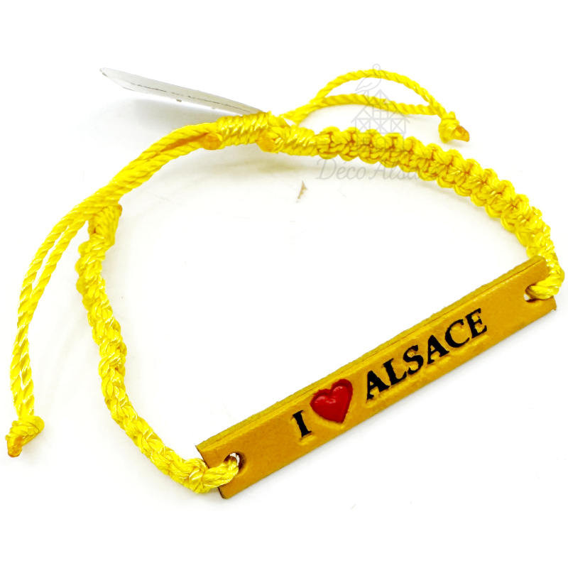 Bracelet Fantaisie Jaune en Cuir Coulissant | Inspiration Alsace