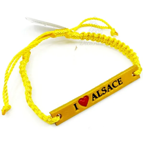 Bracelet Fantaisie Jaune en Cuir Coulissant | Inspiration Alsace
