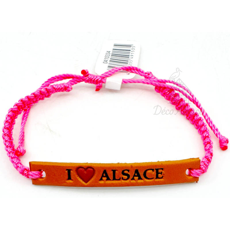 Bracelet Fantaisie Rose Fluo en Cuir Coulissant | Inspiration Alsace