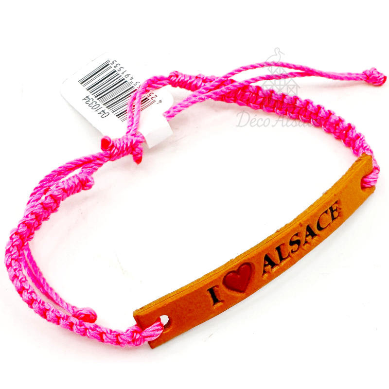 Bracelet Fantaisie Rose Fluo en Cuir Coulissant | Inspiration Alsace