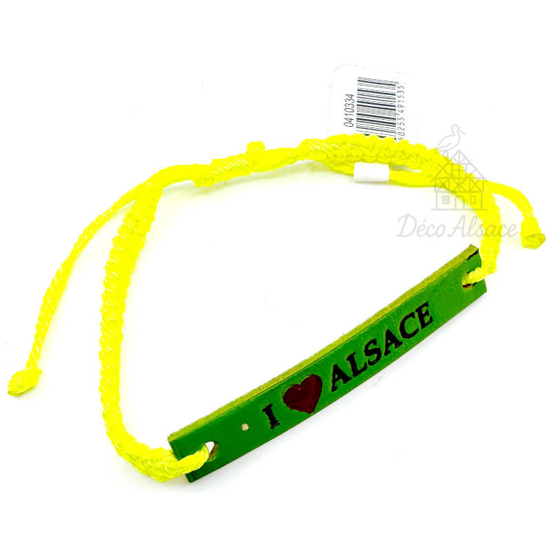 Bracelet Fantaisie Jaune Fluo en Cuir Coulissant | Inspiration Alsace