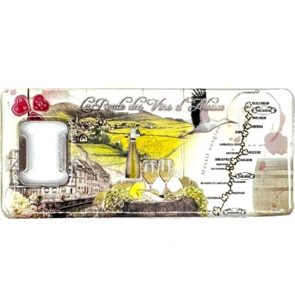 Magnet Décapsuleur en relief La Route des Vins Alsace