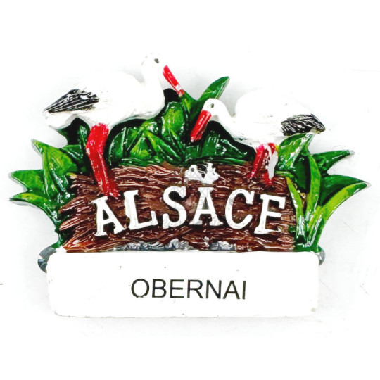 Decorative magnet Couple of Storks from Alsace in Obernai