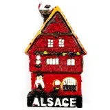 Decorative Magnet Alsatian House Red Flowered