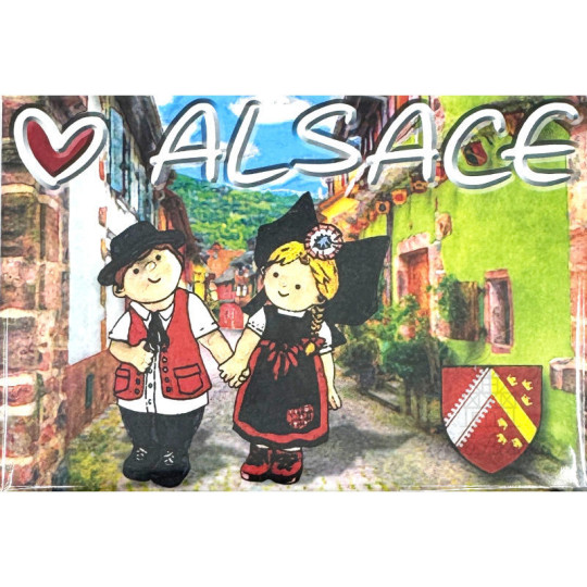 Magnet Décoratif Couple d'Alsacien Coeur Alsace