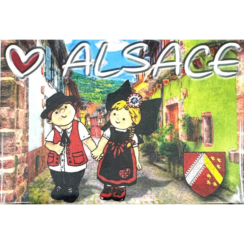 Magnet Décoratif Couple d'Alsacien Coeur Alsace