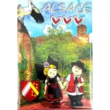 Decorative Magnet Alsatian Couple with Alsatian Stork