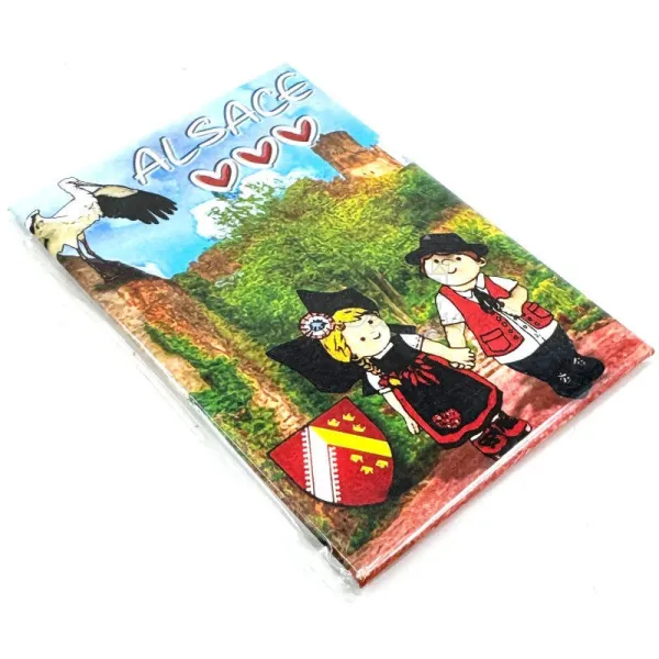 Magnet Décoratif Couple d'Alsacien avec Cigogne Alsace