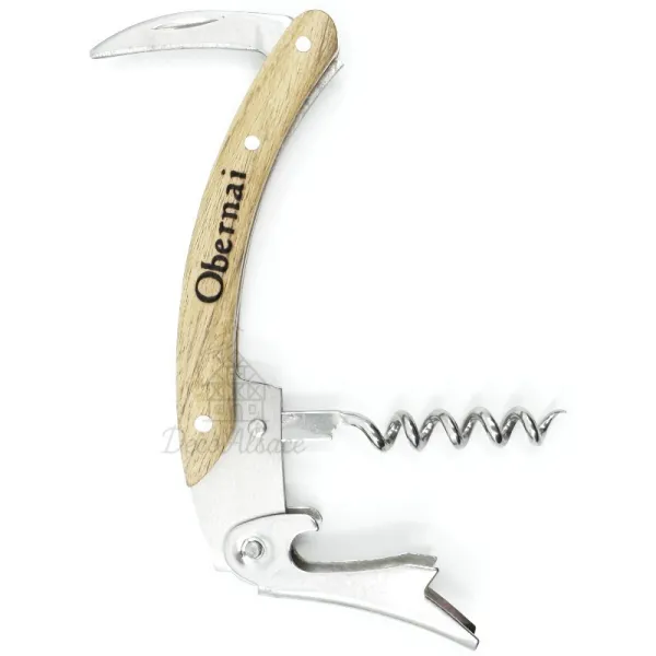 3-in-1 Waiter’s Corkscrew in Acacia Wood with Obernai Engraving