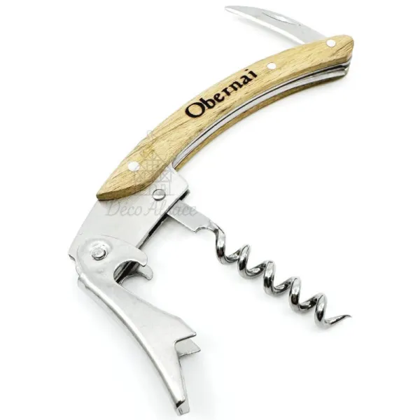 3-in-1 Kellnermesser aus Akazienholz mit Gravur Obernai