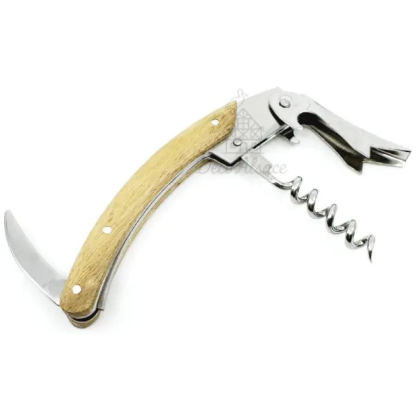 3-in-1 Waiter’s Corkscrew in Acacia Wood with Obernai Engraving